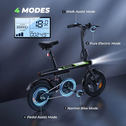 500W Motor, 20 mph Folding E-bike, with Smart Uphill