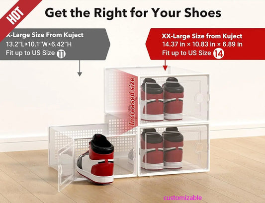 Shoe Storage Boxes Organizers Clear Plastic Stackable 12 Pack,Sneaker