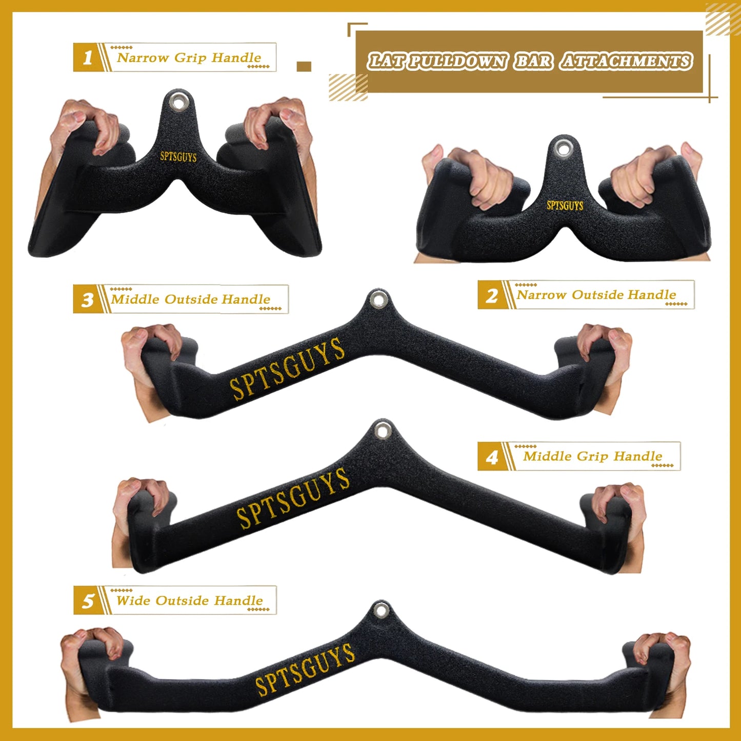 LAT Pulldown Attachments for Cable Pulley System