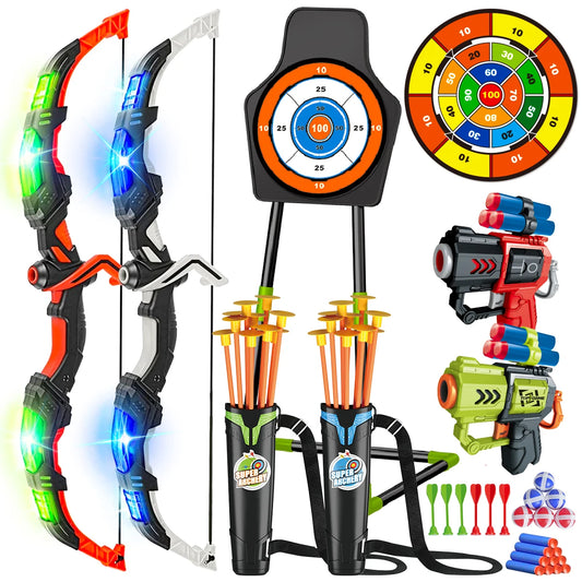 Toy For Kids LED Light Up Archery with Suction Cup Stand