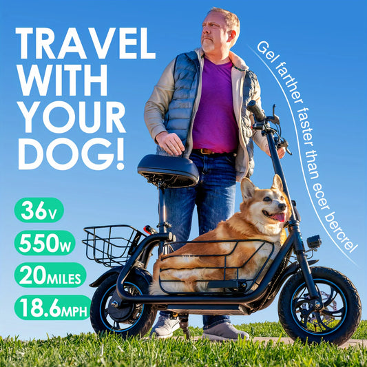 Electric Scooter with Basket for Pet 3 - up to 20 Miles 18.6MPH