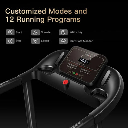265 LBS Capacity folding treadmill with pulse sensor