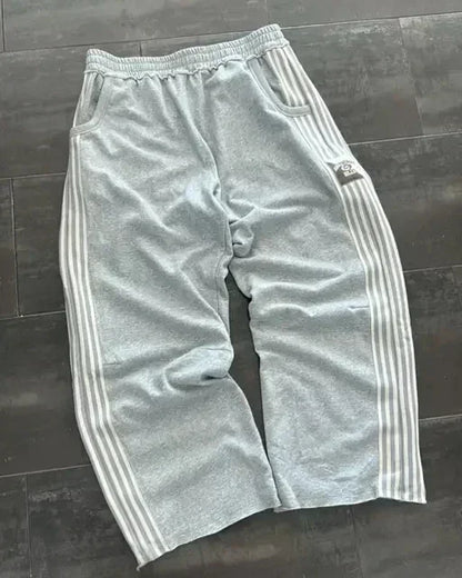Letter Patch Retro Double Layer Design Baggy  Waist Jogging Pants