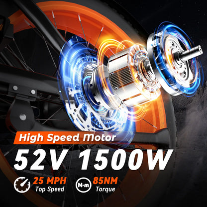 Electric Bike Motor, 32MPH Top Speed, 80-Mile Range, Removable Battery