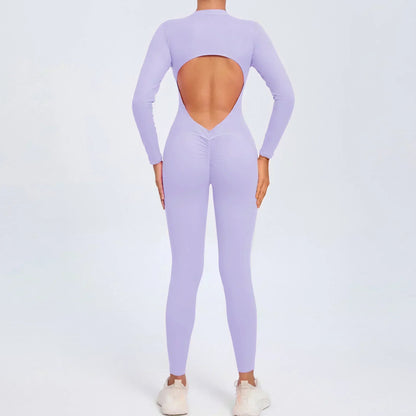 Seamless Yoga Zipper Jumpsuits Sports Fitness Beauty
