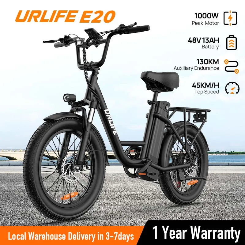 20MPH, 20''X3" Fat Tire, 7-Speed E-Bike with Dual Disc Brake