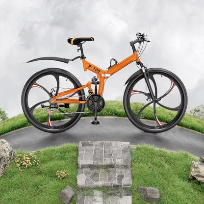 .26 Inch Folding Mountain Bike, 21 Speed Full Suspension