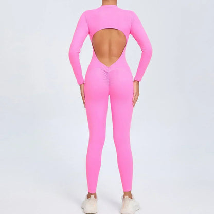 Seamless Yoga Zipper Jumpsuits Sports Fitness Beauty