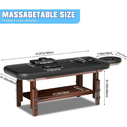 Stationary Massage Table with 4'' Thick Memory Foam