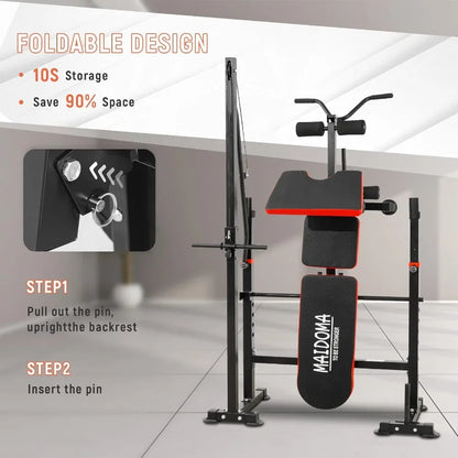Adjustable Weight Bench with Lat Pulldown and Leg Extension