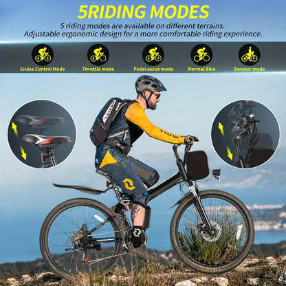 26" Folding Electric Bike, 20MPH, 50Miles Range, Cruise Control