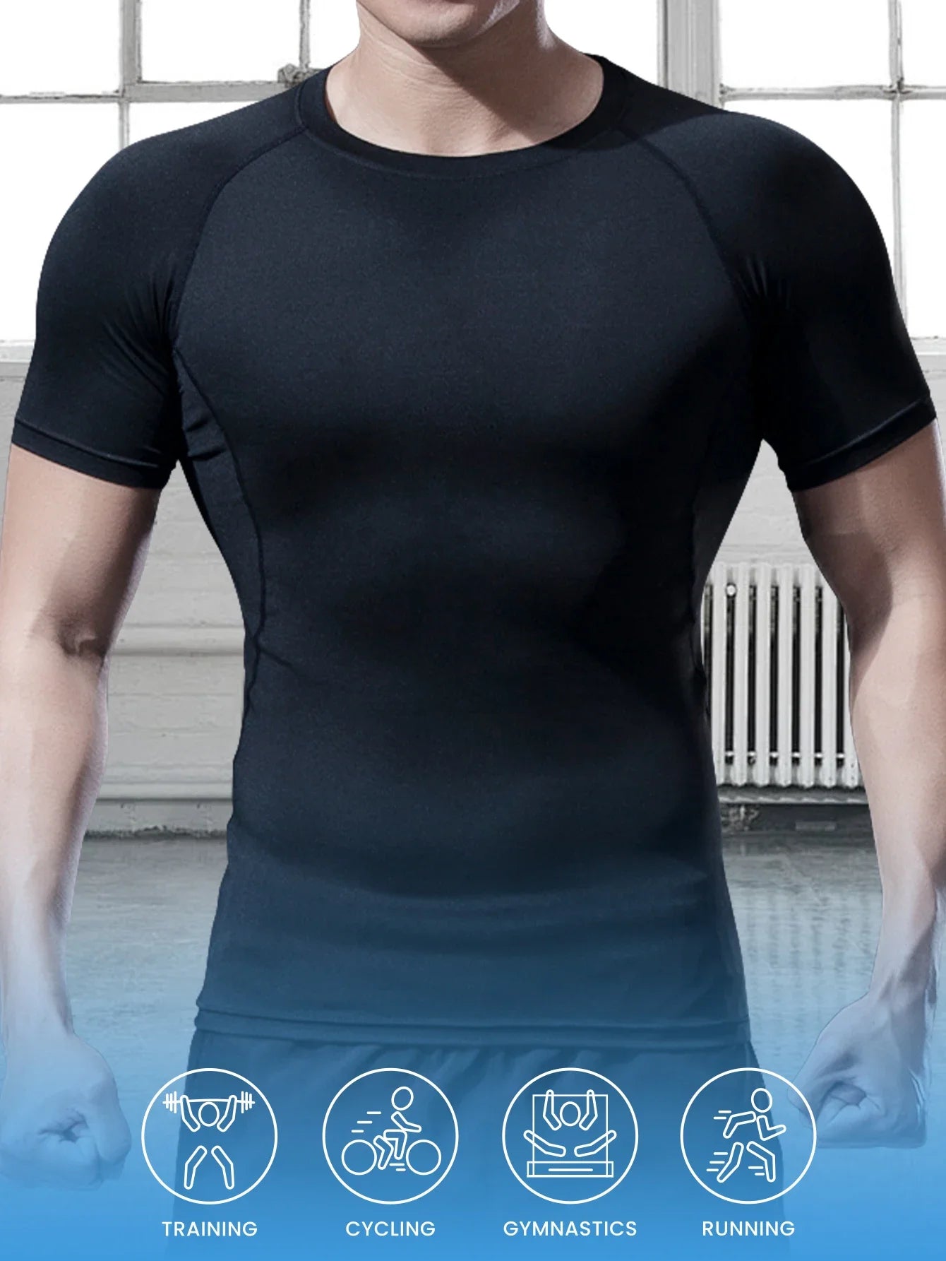 Men's Gym Training T Shirt, Breathable Compression