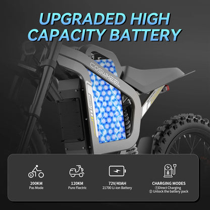 Adult Electric Bike 3000W Power Motor High-Strength Off-Road Tires
