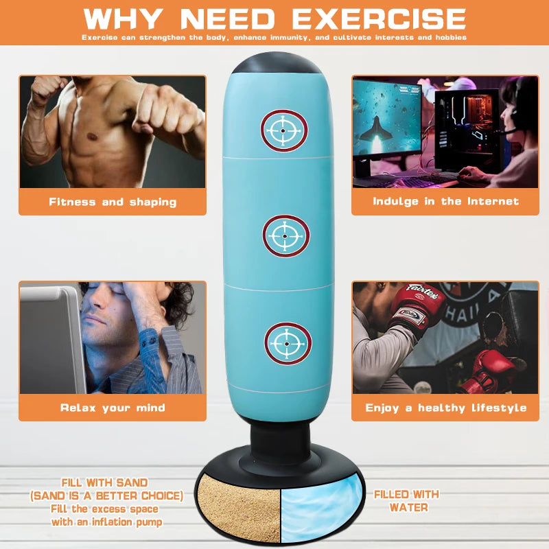 Punching Bag with Stand ,Inflatable Freestanding Heavy Boxing Bag
