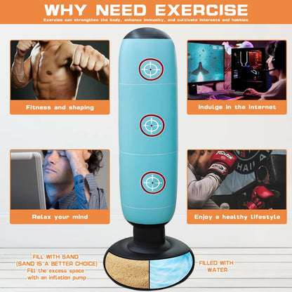 Punching Bag with Stand ,Inflatable Freestanding Heavy Boxing Bag
