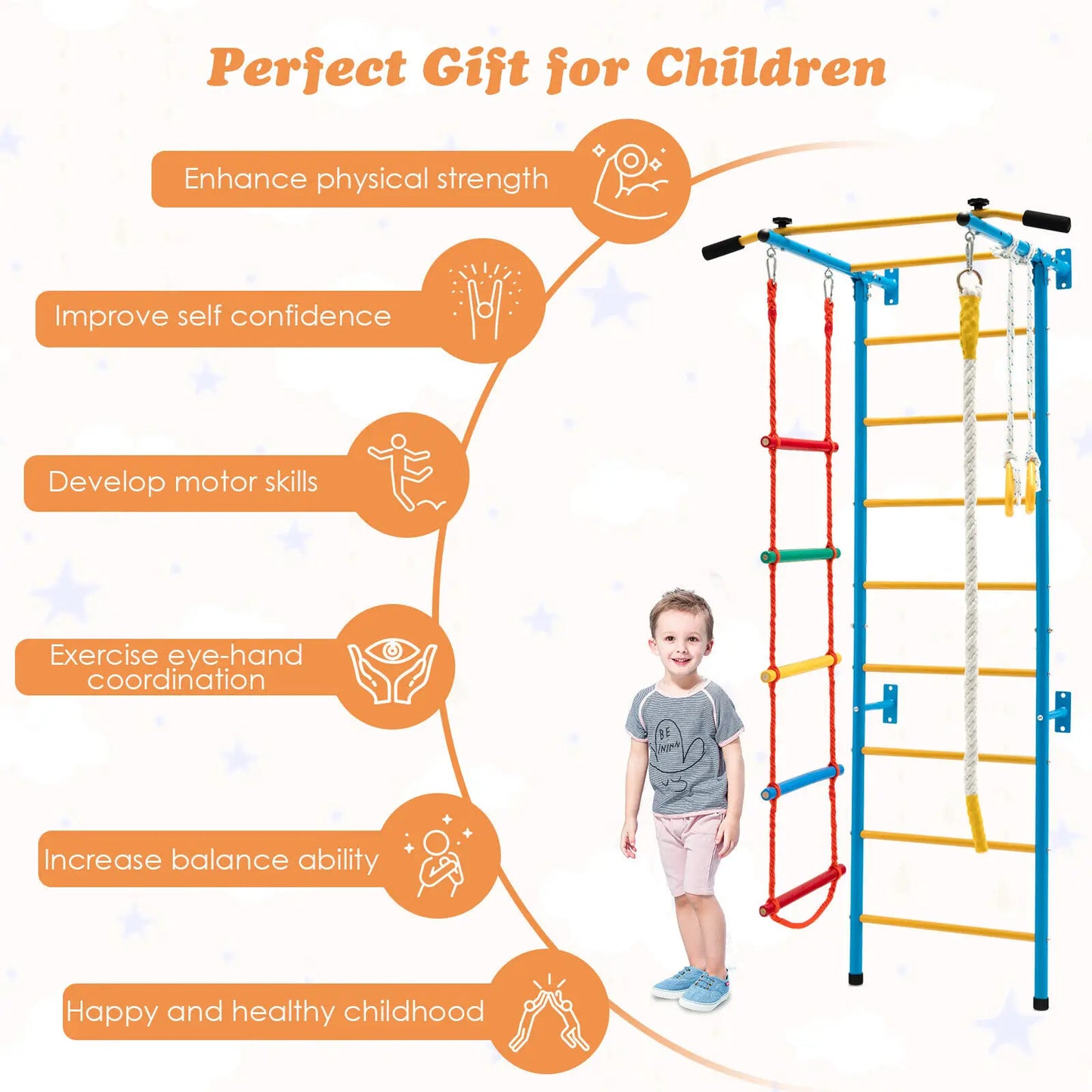 5 in 1 Kids Indoor Wall Gym For Home