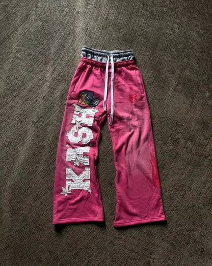 Letter Patch Retro Double Layer Design Baggy  Waist Jogging Pants