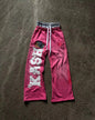Letter Patch Retro Double Layer Design Baggy  Waist Jogging Pants
