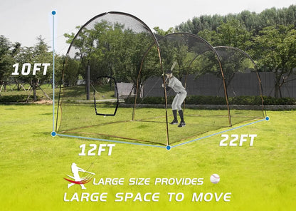 Batting Cage Baseball Softball - 22FT Heavy Duty Steel Frame