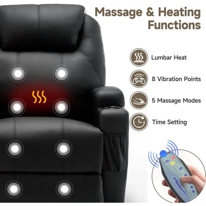 Recliner Rocking Chair with Massage and Heat, 360°