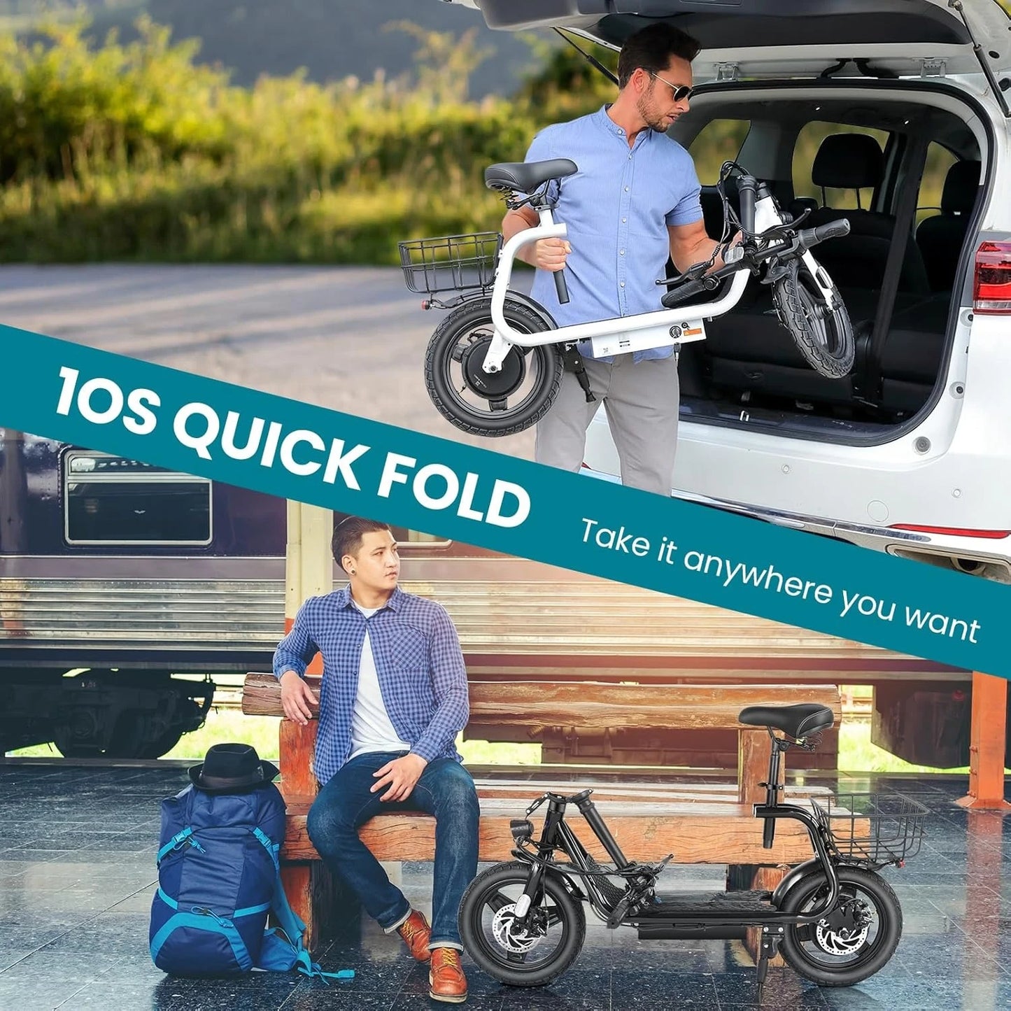 Electric Scooter , 20MPH Top Speed, 15Miles Range, with Seat