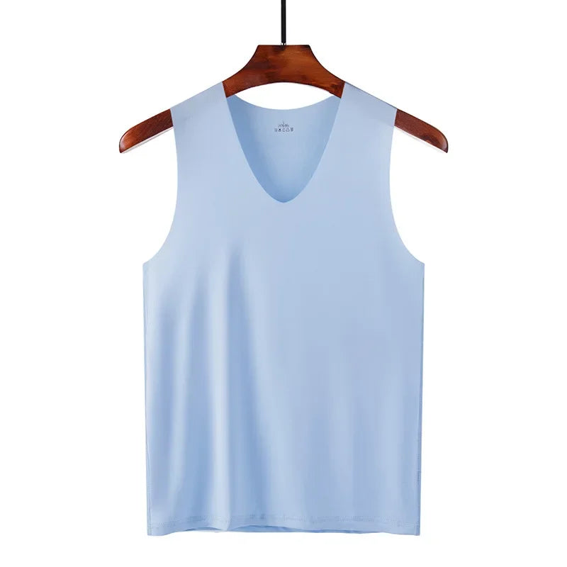 Men  Silk Tank Top Sports Fit