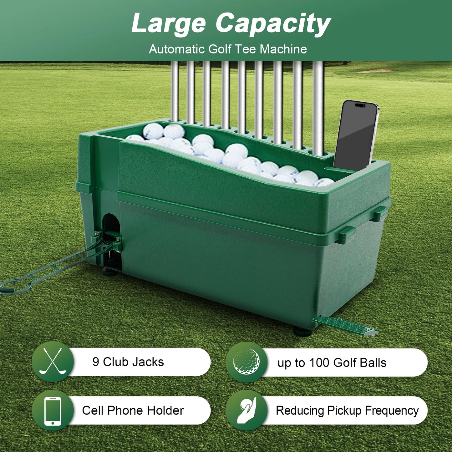 Automatic Golf Tee Machine, holds 100 Golf Balls