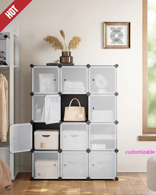 Cube Storage Organizer, Set of 12 Plastic Cubes