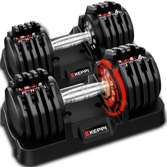 Adjustable Dumbbells Set, 25lb/55lb with Anti-Slip Metal Handle