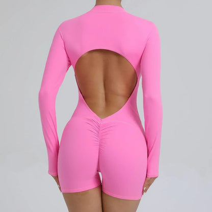 Seamless Yoga Zipper Jumpsuits Sports Fitness Beauty