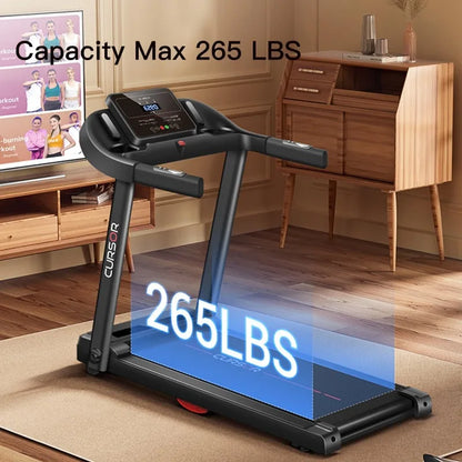 265 LBS Capacity folding treadmill with pulse sensor