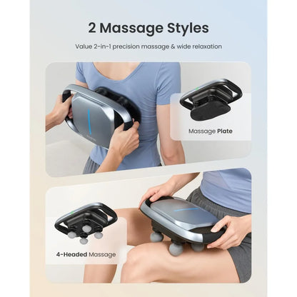 Portable Handheld Massager with 4 Interchangeable Heads and Plate