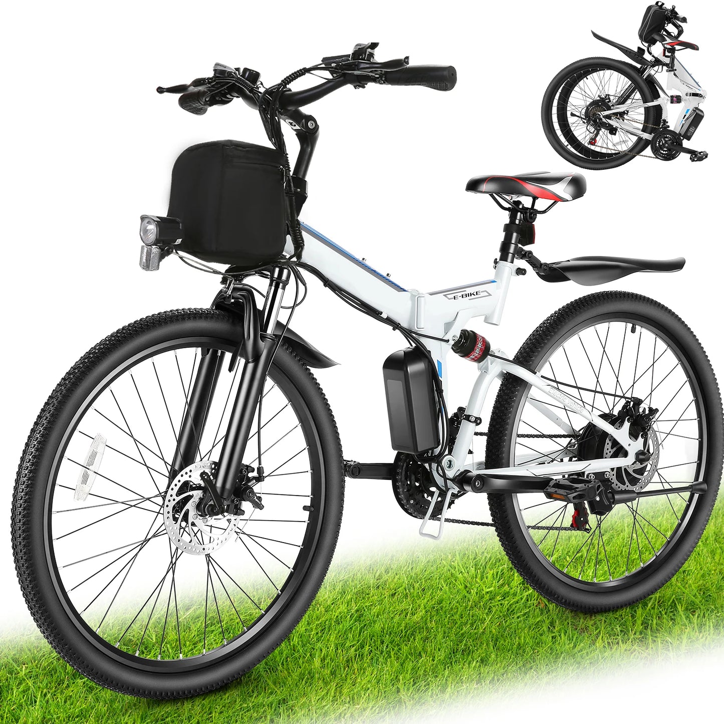 26" Folding Electric Bike, 20MPH, 50Miles Range, Cruise Control