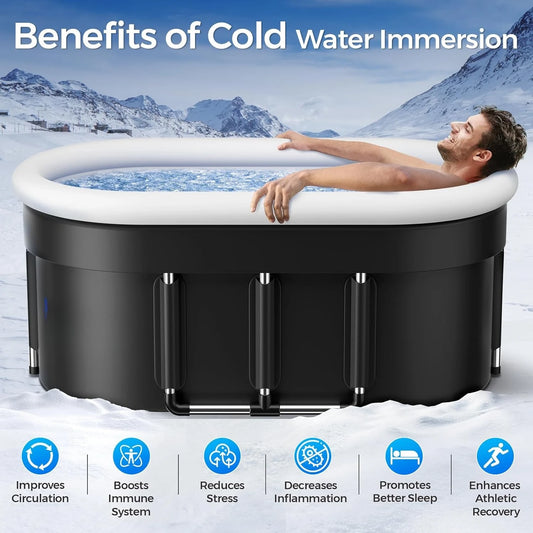 Portable Cold Plunge Tub - Foldable & Inflatable, with Lid
