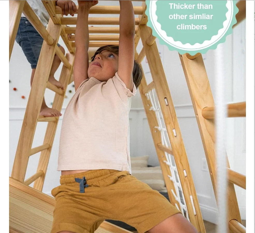 Indoor Playground 6-in-1 Jungle Gym Rock Climbing Wall, Rope Wall