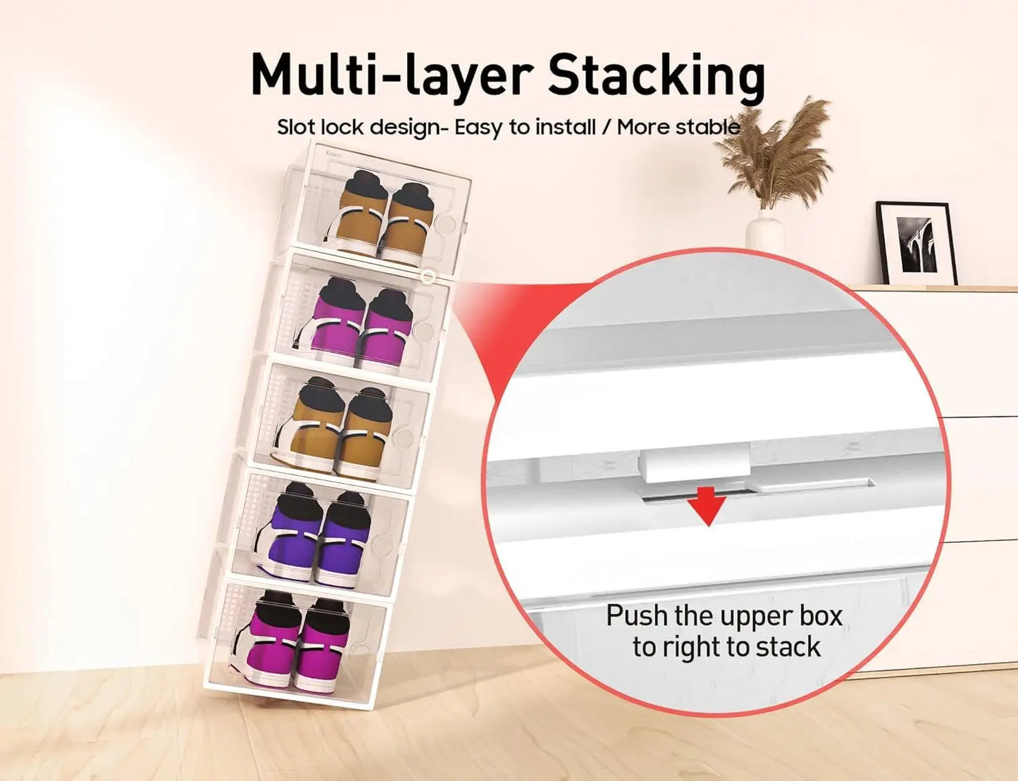 Shoe Storage Boxes Organizers Clear Plastic Stackable 12 Pack,Sneaker