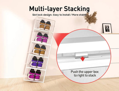 Shoe Storage Boxes Organizers Clear Plastic Stackable 12 Pack,Sneaker