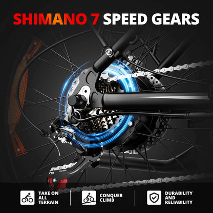 26" Fat Tire Mountain Bike 31mph  Electric Dirt Bike