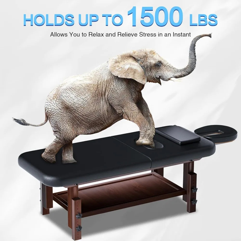 Stationary Massage Table with 4'' Thick Memory Foam