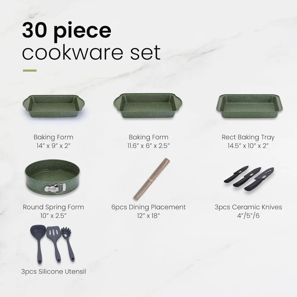 30 Piece Cookware Set Nonstick Pots and Pans