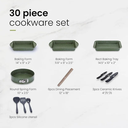 30 Piece Cookware Set Nonstick Pots and Pans