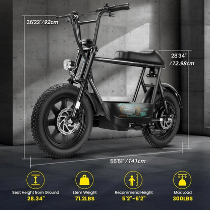 16" Fat Tire for All-Terrain, Commuter Ebike ,Carry Basket