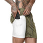 Men Double Layer Fitness Shorts, Quick Dry Workout