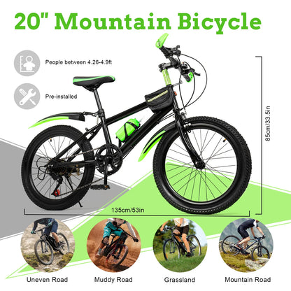 Kids Mountain Bike 7 Speeds Adjustable Height ,Double Disc Brake