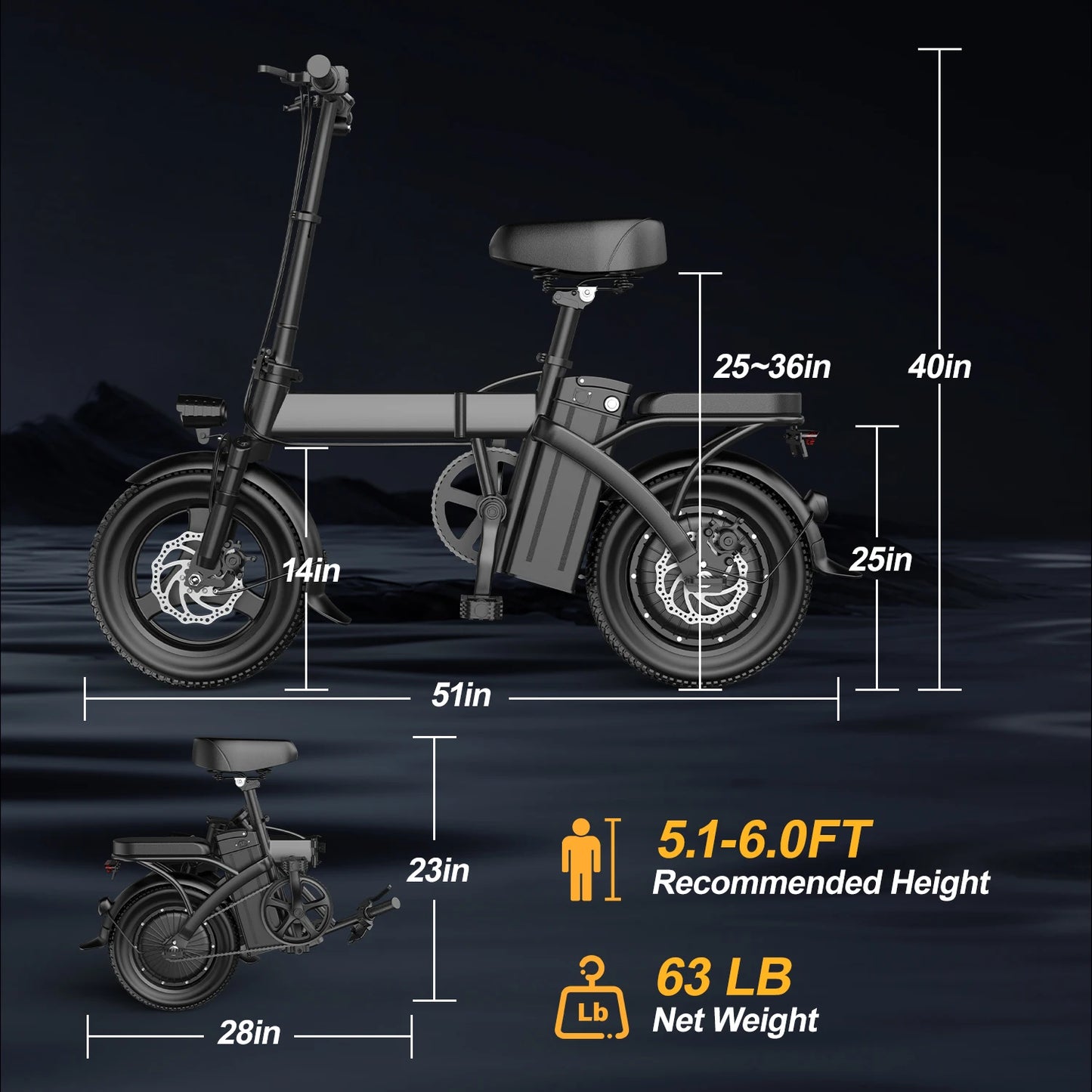 Folding Electric Motorcycles Bike 30 Miles Long Range
