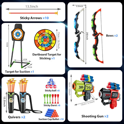 Toy For Kids LED Light Up Archery with Suction Cup Stand