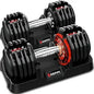 Adjustable Dumbbells Set, 25lb/55lb with Anti-Slip Metal Handle