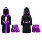 Metallic Trim Satin Belted Robe Hooded Set