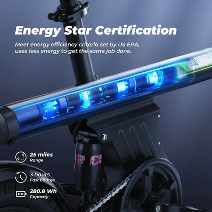 500W Motor, 20 mph Folding E-bike, with Smart Uphill