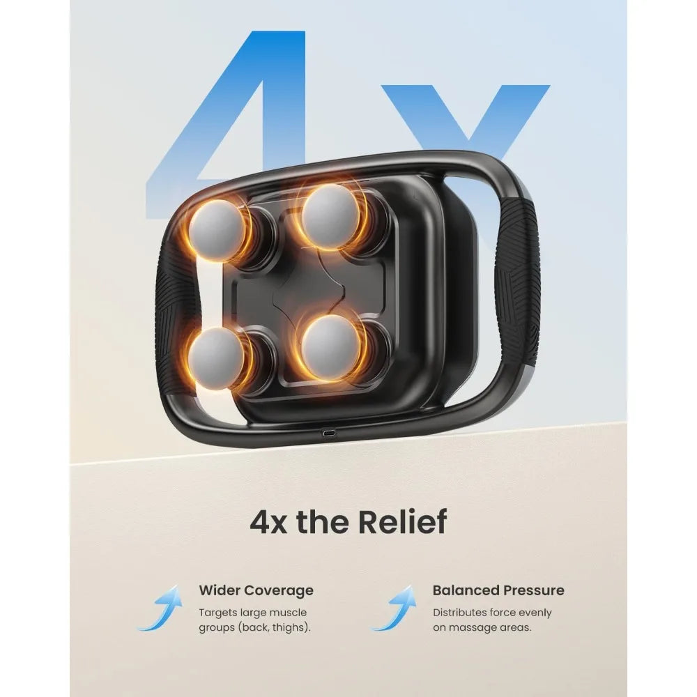 Portable Handheld Massager with 4 Interchangeable Heads and Plate